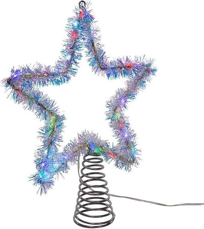 Kurt S. Adler 12.2-Inch Tinsel Star Tree Topper with RGB LED Lights