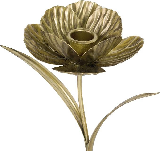 NIKKY HOME Tulip Taper Candle Holders Set of 2, Vintage Elegant Flower Shaped Metal Candlestick for Table Centerpieces, Wedding Decor and Dinner Party, Gold