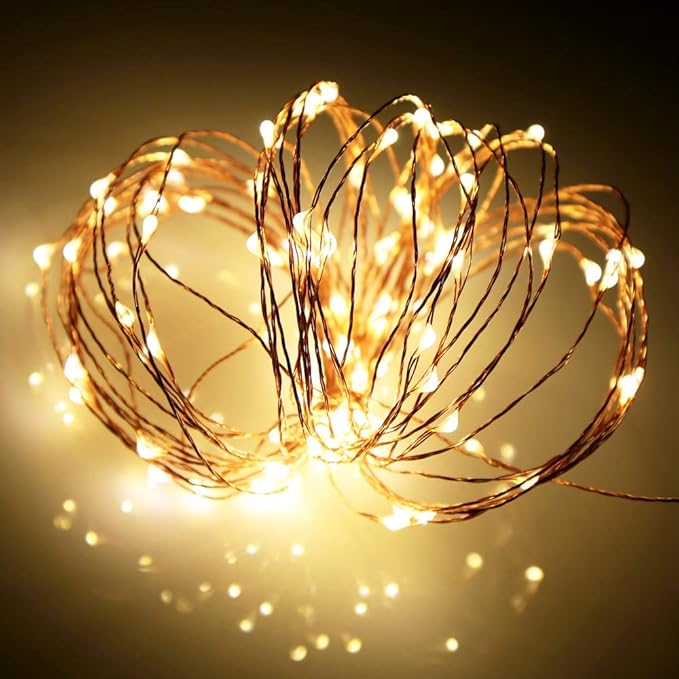 Led Fairy Lights Battery Operated, 4 Packs Mini Battery Powered Copper Wire Starry Fairy Lights for Bedroom, Christmas, Parties, Wedding, Centerpiece, Decoration (5m/16ft Warm White)