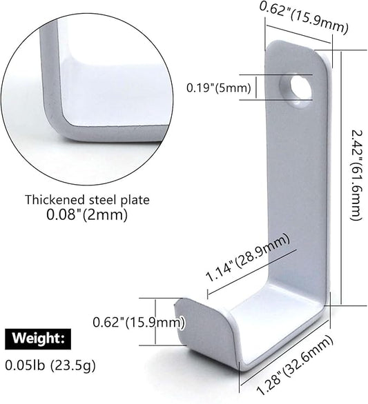 (12 Pack) Heavy Duty Steel Wall J Hooks with Double Hole Screws Stronger Installation for Hanging Home, Office, Garage, Bathroom, Dressing Rooms, Wall-Mounted Coat Racks (White-Single Hole)