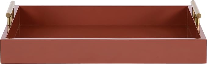 Kate and Laurel Lipton Decorative Modern Rectangular Tray; 16.5 x 12.25; Red and Gold; Chic Serving Tray for Storage; Organization; and Display