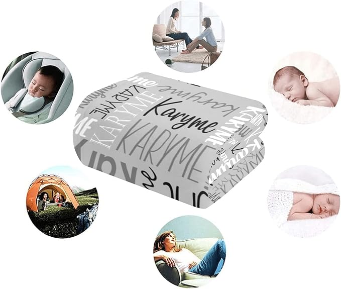 Personalized Blankets with Names Baby Gifts for Girls Boys Custom Soft Fleece and Sherpa Name Blanket for Kids and Adults Birthday for Daughter Son Granddaughter Grandson (Light Grey)