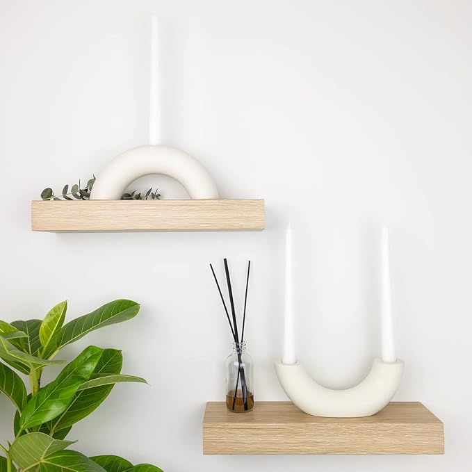Taper Candle Holder Set - Candle Stick Holders for Dining Room Table, Entryway Table, or Fireplace Mantel - Modern Candelabra Home Decor (White)