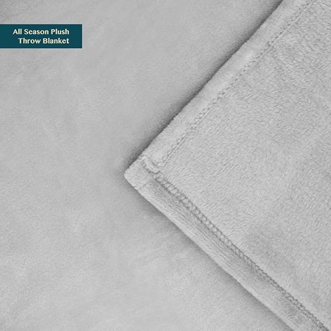 PAVILIA Light Grey Fleece Bed Blanket King Size, Silver Super Soft Fuzzy Flannel Throw for Couch Sofa, Luxury Plush Microfiber Large Throw Blanket King Bed, Home Cozy Velvet Gift Blanket, 90x108