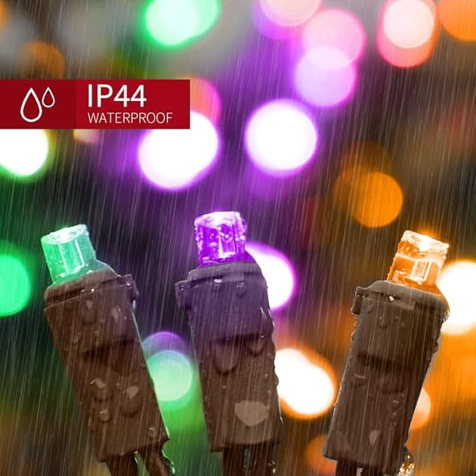 LAMPHOME Orange Purple Green Halloween Lights- 21.6FT 100LED Christmas Lights, Mini led String Light for Indoor Outdoor Home Holiday Party Wedding Independence Day Decoration