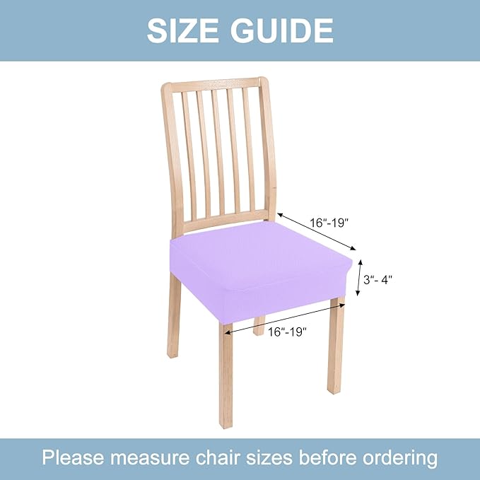 Smiry Stretch Jacquard Seat Covers for Dining Room Chairs Set of 4, Removable Washable Chair Seat Protector Slipcovers, No Rear Covers, Lavender