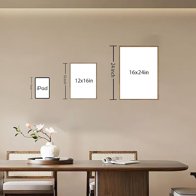 Bwodke Boho Wall Art, Framed Abstract Wall Art, Botanical Canvas Wall Decor, Mid Century Line Leaf Geometric Pictures Set of 3, Minimalist Paintings, for Bedroom Living Room Bathroom 12"x16"