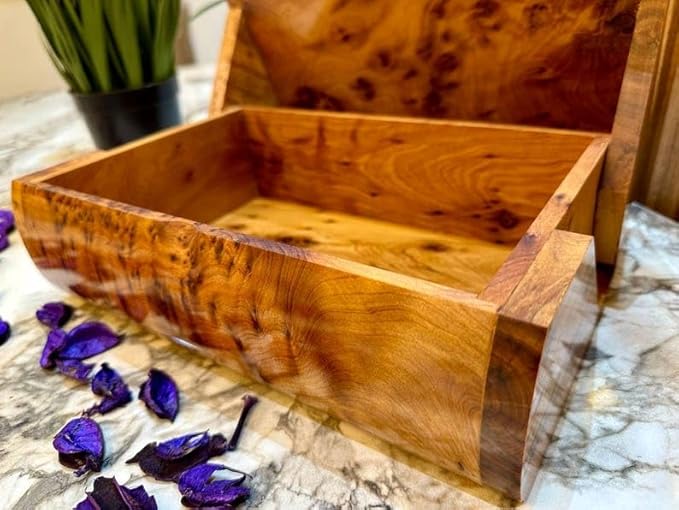 Hand Carved Wooden Multipurpose Keepsake Jewelry Decorative Art Box Storage Organizer (Large wood Box,Antique) (Square Extra-large Thuya Box)