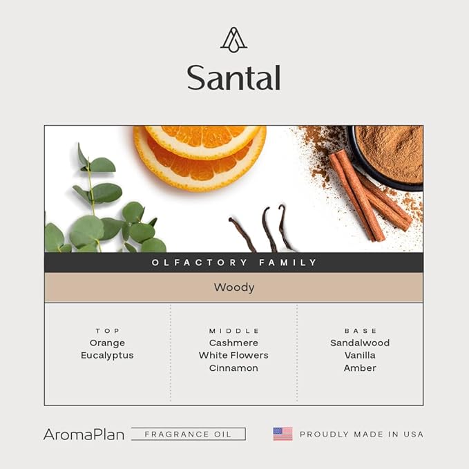 AromaPlan Hotel Scents Santal 5 Fl Oz (148ml), Home Luxury Aroma & Hotel Fragrance Diffuser Oil- Hotel Diffuser Oil for Aromatherapy- USA Made, Bigger Bottle, Bolder Aroma & Longer Lasting