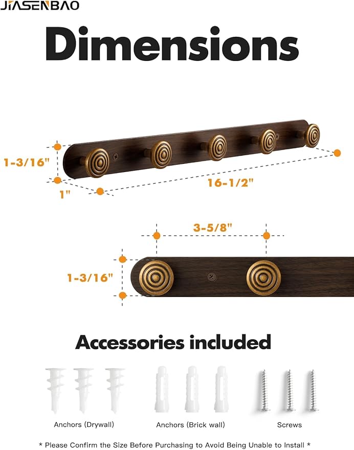 1 Pack Coat Rack Wall Mounted Antique Brass Wood Towel Hooks for Bathrooms Wall Hooks for Hanging Coat Robe Hooks Kitchen Decorative Heavy Duty Zinc Alloy