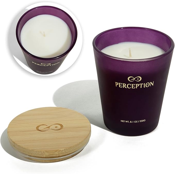 PERCEPTION AROMAS Luxury Scented Candle | Lavender Vanilla | Hand Poured Soy Wax Candle with Gift Box | Elegant Fragrances | 50 Hour Burn Time (8.1 oz)