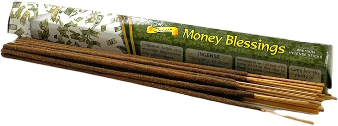 Govinda Premium Incense - 120 Masala Coated Incense Sticks, Money Blessings