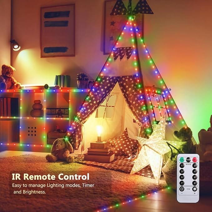 16.5ft Battery Operated String Lights (1 Pack), 50 LED Fairy String Lights Battery Powered with Remote & Timer for Indoor Outdoor Christmas Trees Wreath Decoration Bedroom Patio - Multicolor