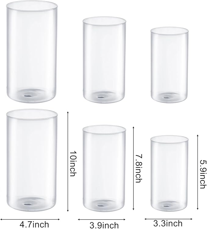 Hurricand Candle Holder 6 PCS, Glass Pillar Candle Holder, Clear Glass Cylinder Candleholder Glass Cylinder Vase for Centerpieces Wedding Party Decoration