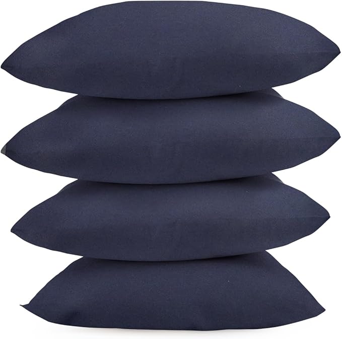 Covers & All Premium Square Throw Pillow Inserts with Covers Set of 4, 24 x 24 Inches Navy Blue, Decorative Cushions for Couch Sofa Home Decor Office Travel UV Resistant Waterproof Soft Cushions