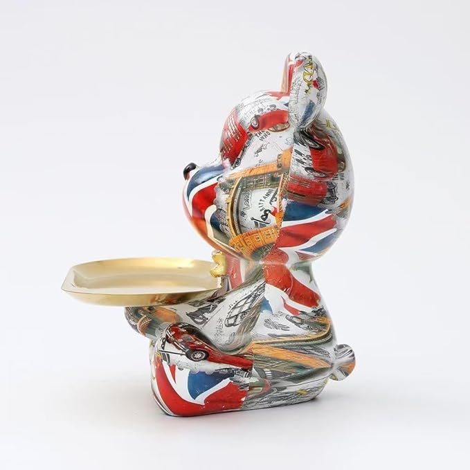 Bear Statue Resin Tray Animal Sculpture, Sitting Bear for Home Decor and Office, Suitable for Bedroom, Living Room, Office on Table, Desktop, Shelves and Cabinet (London)