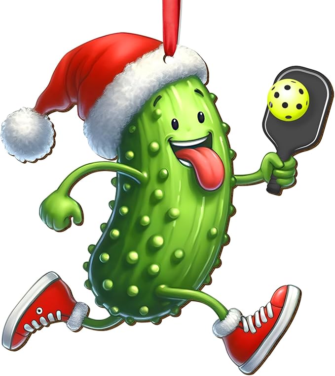 34HD Gifts for Christmas, Pickleball Christmas Ornament Wooden 2-Side Printed, Pickleball Gifts for Men, Women, Christmas Decorations