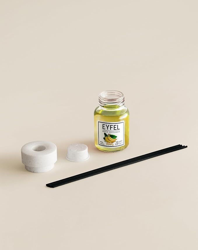 EYFEL Banana Reed Diffuser Set - 4.05 fl oz Oil Diffuser Sticks, Scented Sticks for Home & Bathroom Decor