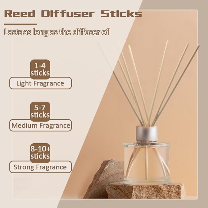 100PCS Aromatherapy Volatile Sticks，Reed Diffuser Sticks 3mm in Diameter, Rattan Wood Sticks Essential Oil Aroma Diffuser Sticks Refill Replacement for Aroma Fragrance (Brown, 10 in)