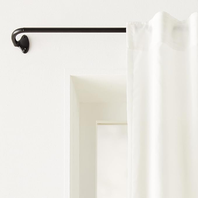 Amazon Basics Easy to Install Adjustable Room Darkening Blackout Curtain Rod - Wraps Around, Blocks Light, for Heavy Curtains, 48" to 88", Black