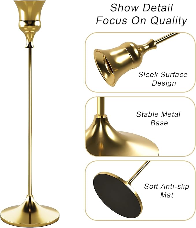 Candlestick Holders Gold, 6 Packs Taper Candle Holder for Candlesticks, Candle Sticks Holder Decor for Home Decor