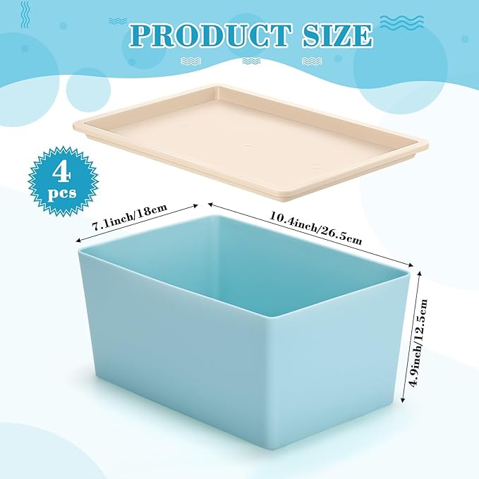 Menkxi 4 Pcs Storage Bins with Lids Plastic Stackable Containers for Organizing Shelves Christmas Ornament Box Baskets(Red, Green, Yellow, Blue,Small)
