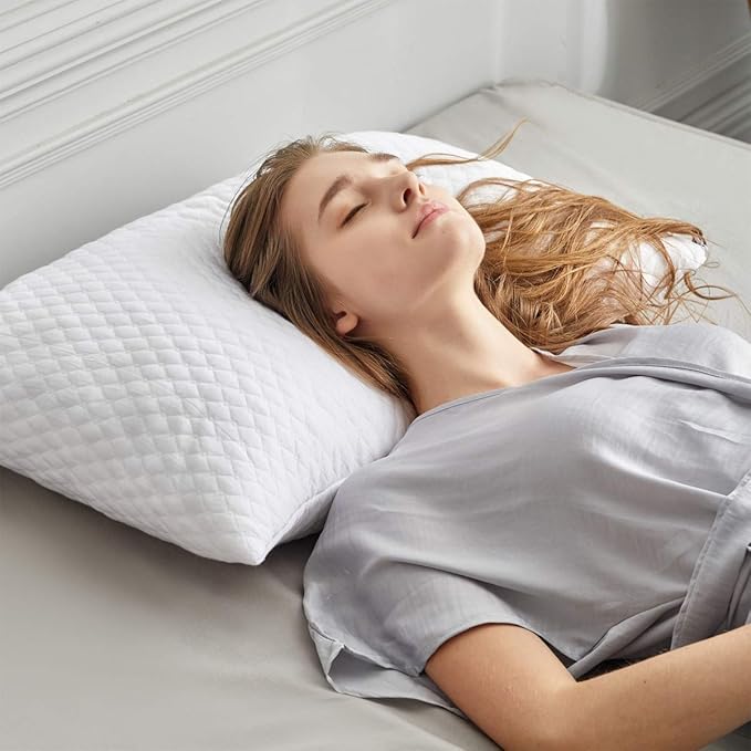 NTCOCO Shredded Memory Foam Bed Pillows for Sleeping King Size of 1, with Washable Removable Hypoallergenic Sleep Pillow for Back and Side Sleeper