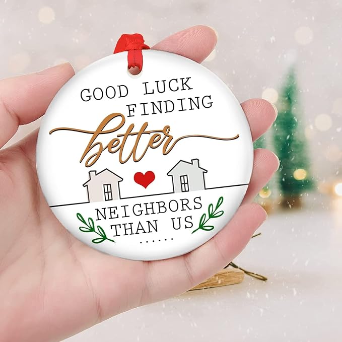 GEEMBI Neighbor Christmas Ornaments 2025 - Neighborhood Ceramic Funny Ornaments - Neighbor Gifts for Christmas Decorations, Farewell Goodbye Gifts for Neighbors, Funny Neighbors Ornament
