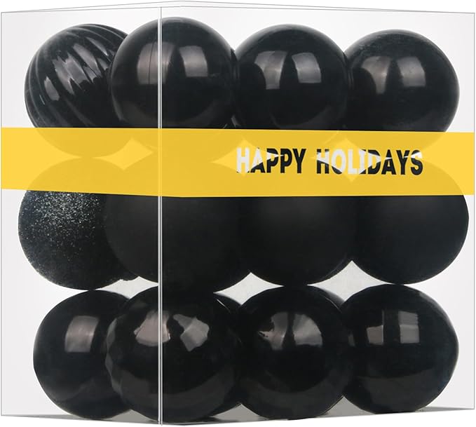 Black 3.2" Large Christmas Balls - Christmas Tree Decoration Ornaments Shatterproof Hanging Balls for Birthday Halloween Holiday Wedding Decorations Set of 18pcs