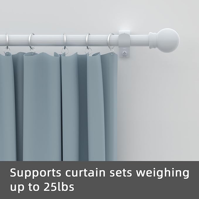Curtain Rods for windows 32-62 inch, 5/8 inch Decorative White Splicing Heavy Duty Metal Curtain Rod set with Brackets