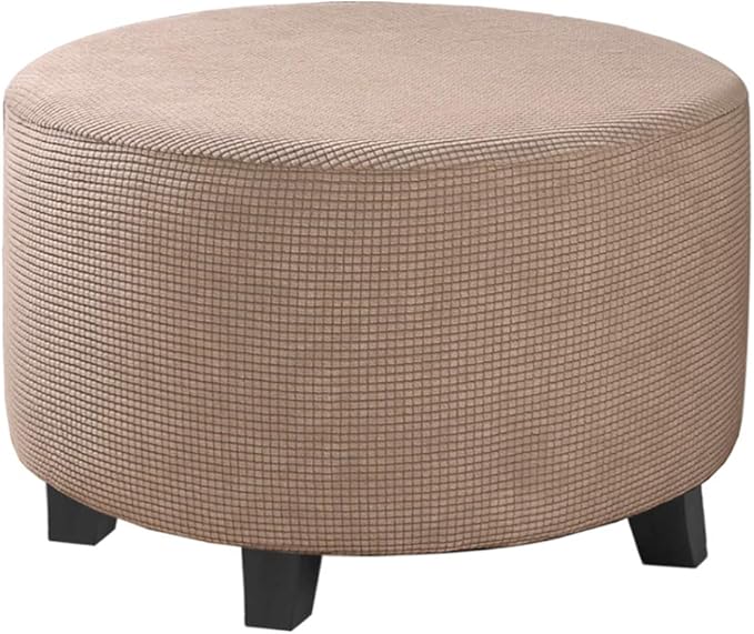 H.VERSAILTEX Ottoman Cover Stretch Ottoman Slipcover Round Ottoman Storage Cover Folding Stool Covers Furniture Protector Cover for Footrest Ottoman Fit Dia 20" - 23", Sand
