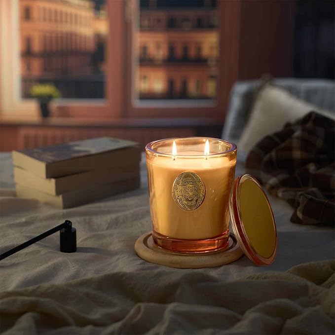 M&SENSE Large Two-Wick Soy Candle | Basil Ginger & Orange | 19.8 oz, 120H Burn Time | Luxury Scented Candle for Relaxation, Gifting, Home Décor | Ideal for Bedroom, Office, Party Ambiance