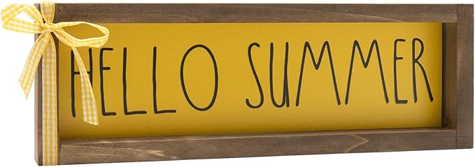 Summer Decorations For Home Hello Summer Wooden Sign Wall Table Centerpieces Shelf Mantle Office Decorative Wood Signage Rustic Farmhouse House Indoor Seasonal Decor