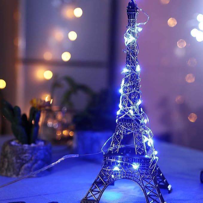 Sanniu Led Fairy Lights Battery Operated, 2 Packs Mini Battery Powered Copper Wire Starry String Lights for Christmas, Parties, Wedding, Bedroom, Patio, Indoor, Home Decoration (5m/16ft Blue)