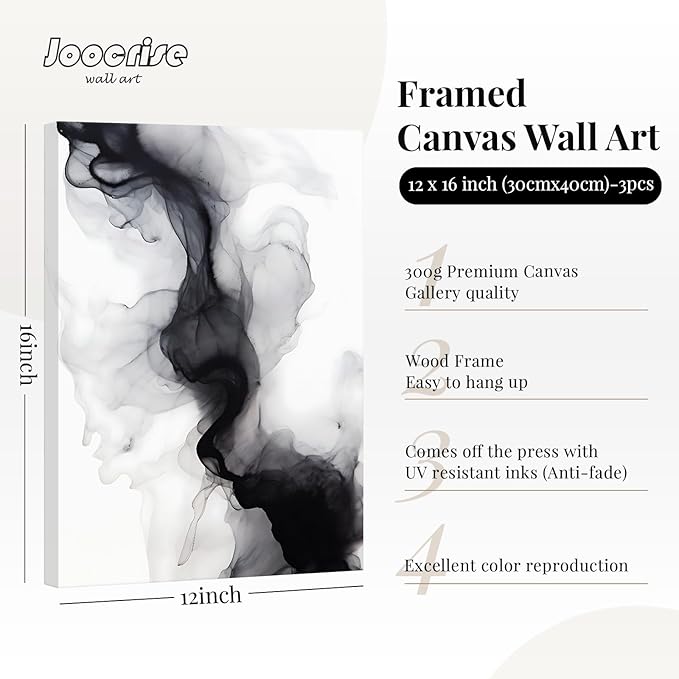Black White Abstract Wall Art Decor Set of 3 Modern Wall Art Minimalist Canvas Wall Decor Black White Abstract Prints Modern Pictures Minimalist Artwork for Room Bedroom 12x16 Inch Ready to Hang