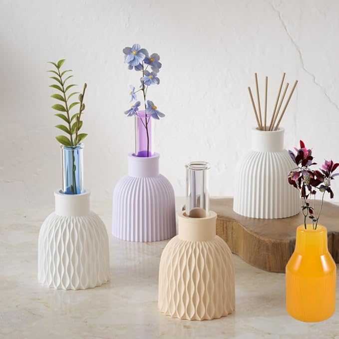 3 pcs Vase Resin Mold,Water ripple Stripes vase Silicone Molds vases resin mold for Resin Art DIY flower bottle mold Pens Holder Perfume Diffuser Bottle molds