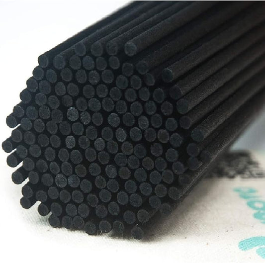 Resafy Reed Diffuser Sticks, Jecnovo Pack of 100 Fiber Sticks with Handmade Linen Bag, Safe and Non-Toxic, 9 Inches Long 3mm Diameter Aromatherapy Diffusers for Home, Spa and Office(Black)