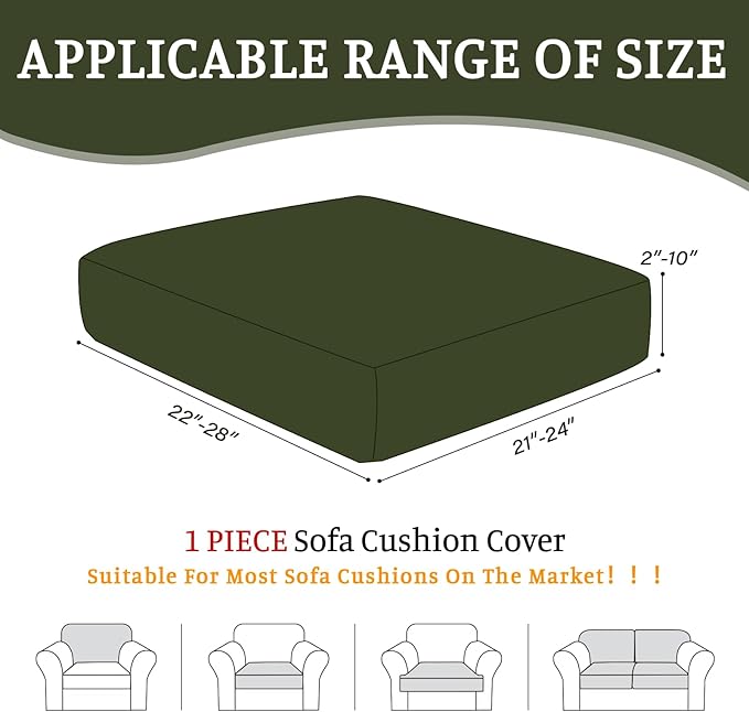 Sectional Couch Covers for Sofa Cushion L Shaped Couch Cover Washable Soft Couch Cushion Covers Stretch Sofa Slipcovers(1-Piece for Sofa Seat or Backrest, Green)