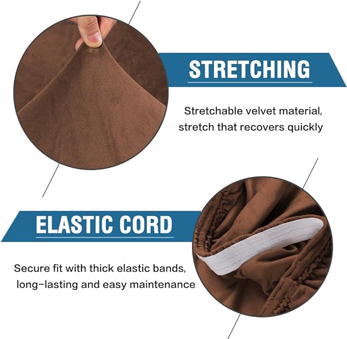 H.VERSAILTEX Velvet Dining Chair Covers Stretch Chair Covers for Dining Room Set of 4 Parson Chair Slipcovers Chair Protectors Covers Dining, Soft Thick Solid Velvet Fabric Washable, Caramel