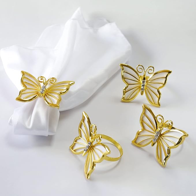 Butterfly Napkin Ring Set of 6, Metal Napkin Rings Dinner Napkin Holder for Wedding Birthday Valentine's Day Christmas Party Dinner Table Decor (6 Pcs Butterfly)