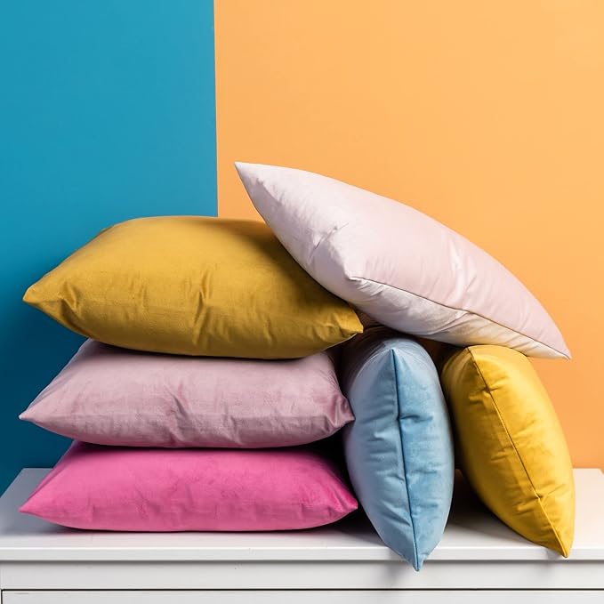 JUSPURBET Pink Throw Pillow Covers Set of 2 Decorative Velvet Pillow Covers 24x24 for Couch Sofa Bed Soft Cushion Covers Cases with Invisible Zipper for Living Room Home Decor