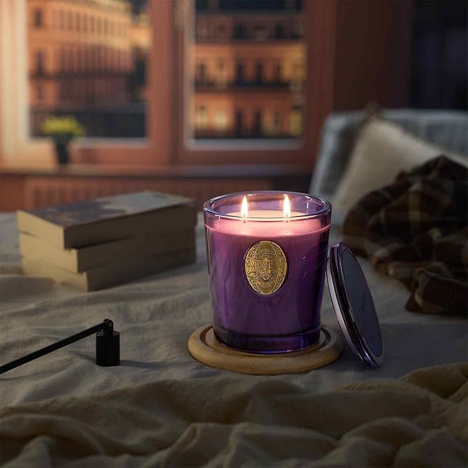 M&SENSE Large Two-Wick Soy Candle | Lavender Citrus & Purple | 19.8 oz, 120H Burn Time | Luxury Scented Candle for Relaxation, Gifting, Home Décor | Ideal for Bedroom, Office, Party Ambiance