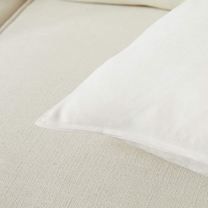Fancy Homi 2 Packs Ivory Long Lumbar Decorative Throw Pillow Covers 12x24 Inch for Living Room Couch Bed Sofa, Modern Boho Home Decor, Soft Faux Suede Solid Rectangle Accent Cushion Case 30x60 cm