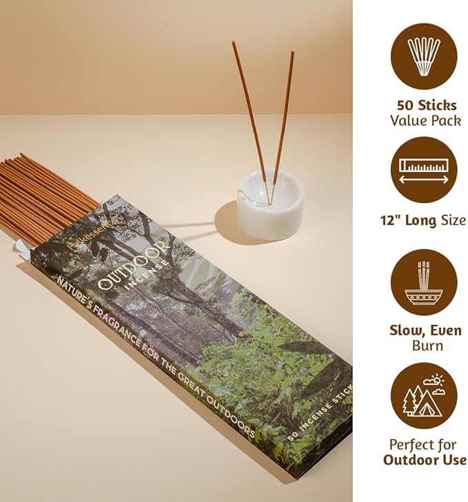 Folkulture Citronella Incense Sticks | Pack of 50 Long 12” Citronella & Lemongrass Incense Sticks | Slow Burn, Non Toxic, Organic for Patios, Gardens & Outdoor Gatherings for Women