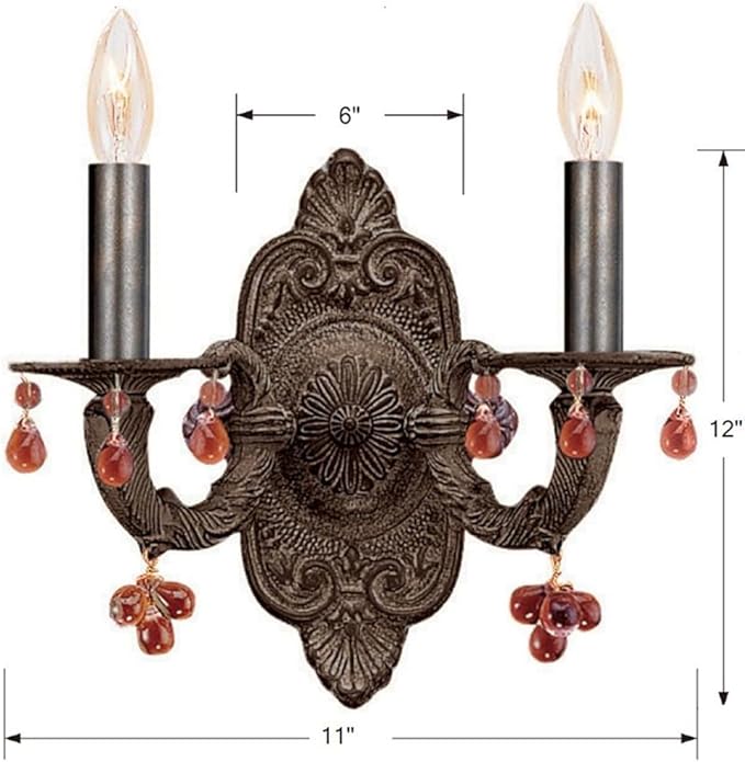 Paris Market 2 Light Amber Crystal Venetian Bronze Sconce