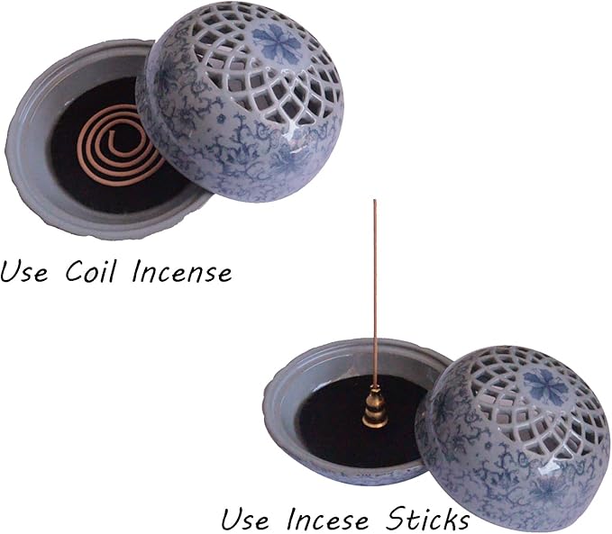 Incense Burner,Mosquito Coil Holder Ceramic Incense Stick Holder,Incense Cone Holder,Elegant Cone Incense Burner Set for Office Yoga and Livingroom Decor Home (Width-4.26)