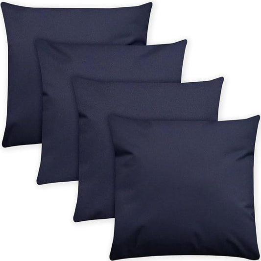 Covers & All Premium Square Throw Pillow Inserts with Covers Set of 4, 12 x 12 Inches Navy Blue, Decorative Cushions for Couch Sofa Home Decor Office Travel UV Resistant Waterproof Soft Cushions