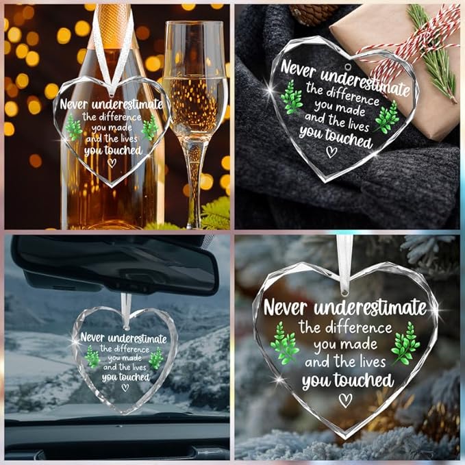 Christmas Thank You Gifts for Women Men - Glass Christmas Ornaments 2025 - Appreciation Gifts for Coworkers Teacher Nurse Boss, Retirement Gift for Woman, Stocking Stuffers Ornaments