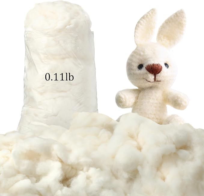 Wesnoy 50g/0.11lb Cotton Stuffing for Stuffed Animals Soft Pillow, Natural Cotton Fiber Filling Batting, for Toys, Cloud Decorations, and More