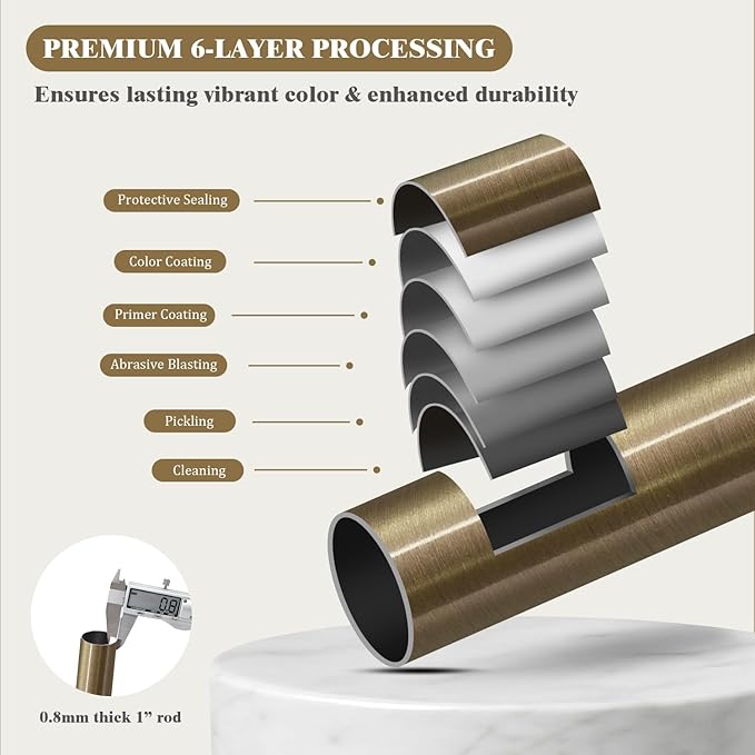 Oneach Heavy Duty Curtain Rods for Windows 66 to 120 Inch, 1 Inch Antique Bronze Curtain Rod, Adjustable Length Rod with Metal Finials, Modern Decor for Bedroom Kitchen Living Room(16 to 120 Inch)
